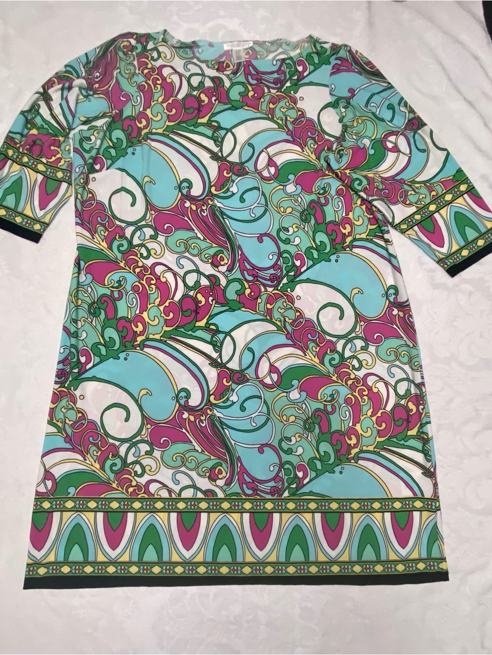 Colorful Boho Festival Abstract Swirl Paisley Shift Dress Plus Size 16